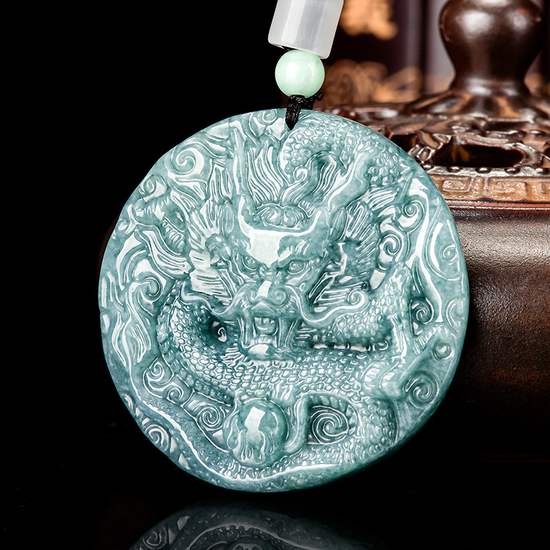 Vintage Fashion Necklace - Burmese Jadeite Dragon Pendant Necklace Gifts