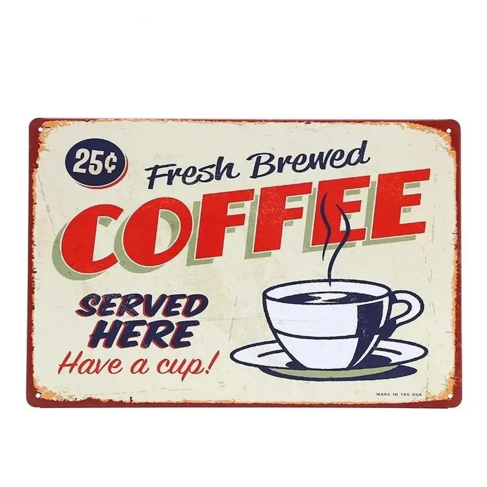 Vintage Fashion Posters - Plaque Metal Signs Drink Coffee Wall