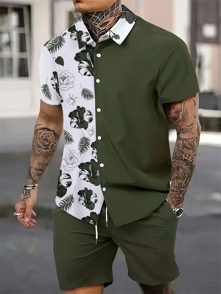 Printed Floral Shirt - Men's Fashion Suit Collar 3D Floral