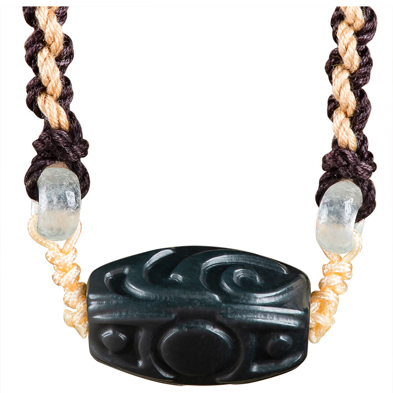 Vintage Fashion Necklace - Hetian Jade Carve Bead Pendant Necklace