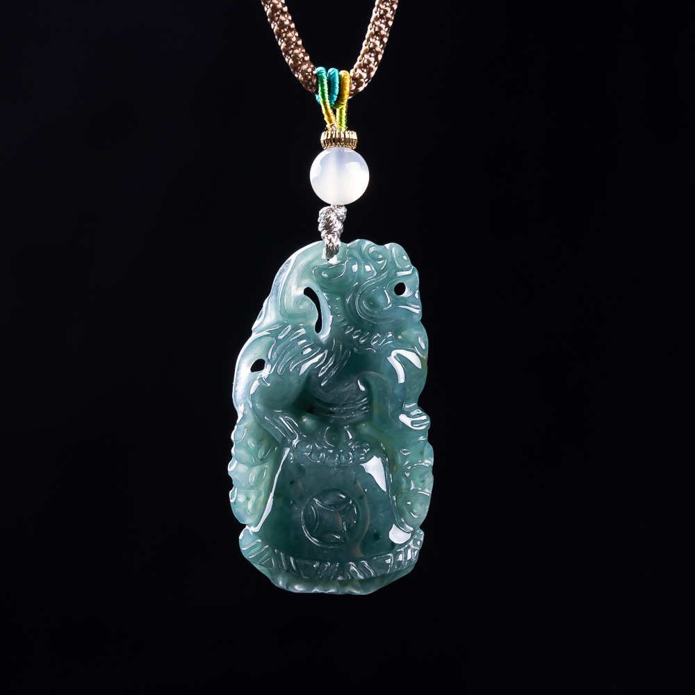 Vintage Fashion Design - Burmese Jadeite Pixiu Pendant Designer Gemstone