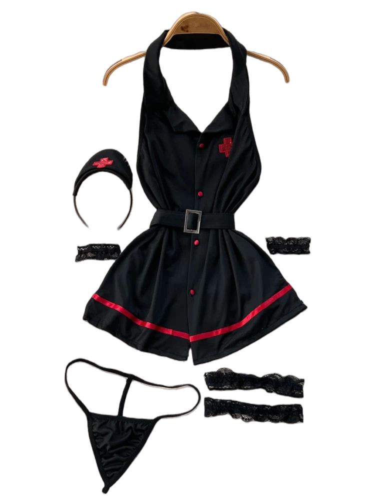 Vintage Fashion Aesthetic - Erotic Fashion Sexy Halter Lingerie Dress