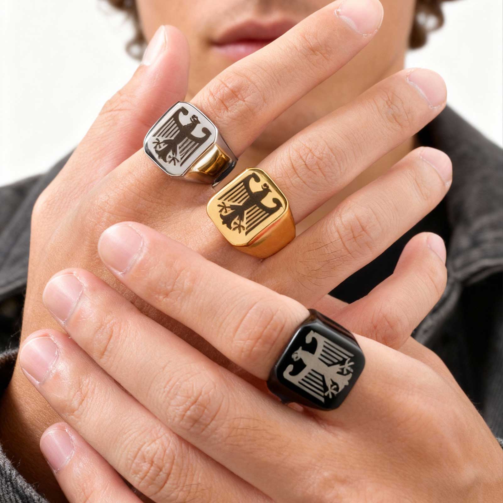 Vintage Fashion Ads - Custom Flying Hawk Eagle Ring Cool