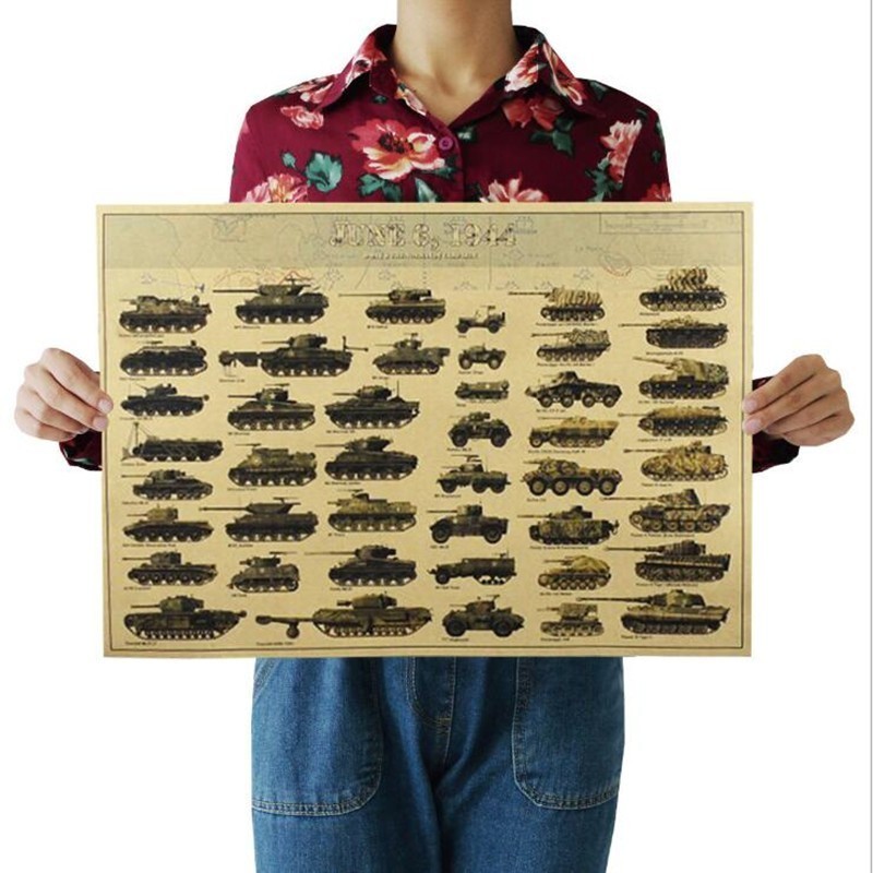 Vintage Fashion Wallpaper - 51x35cm Vintage World War II Tanks