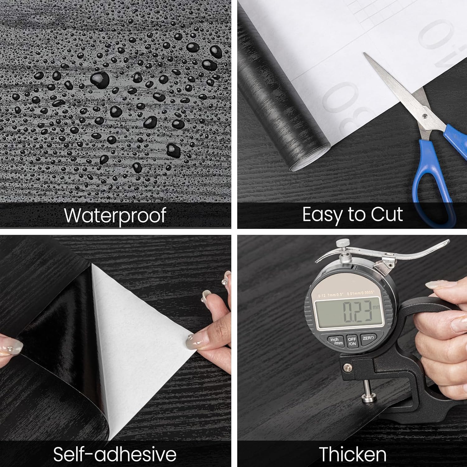 Black Wood Grain Thickening Wa - Vintage Fashion Wallpaper ulasan dan harga