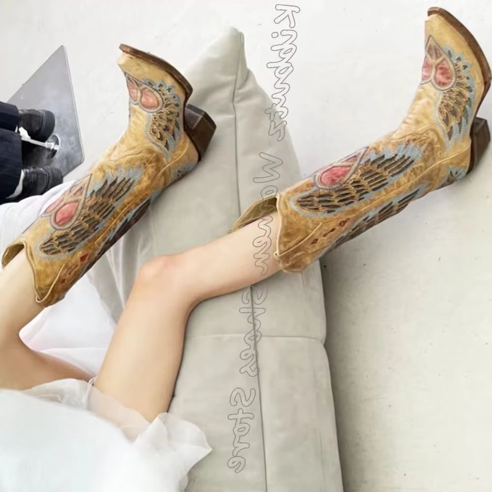 Embroidered Cowboy Western Boo - Vintage Fashion Boots ulasan dan harga