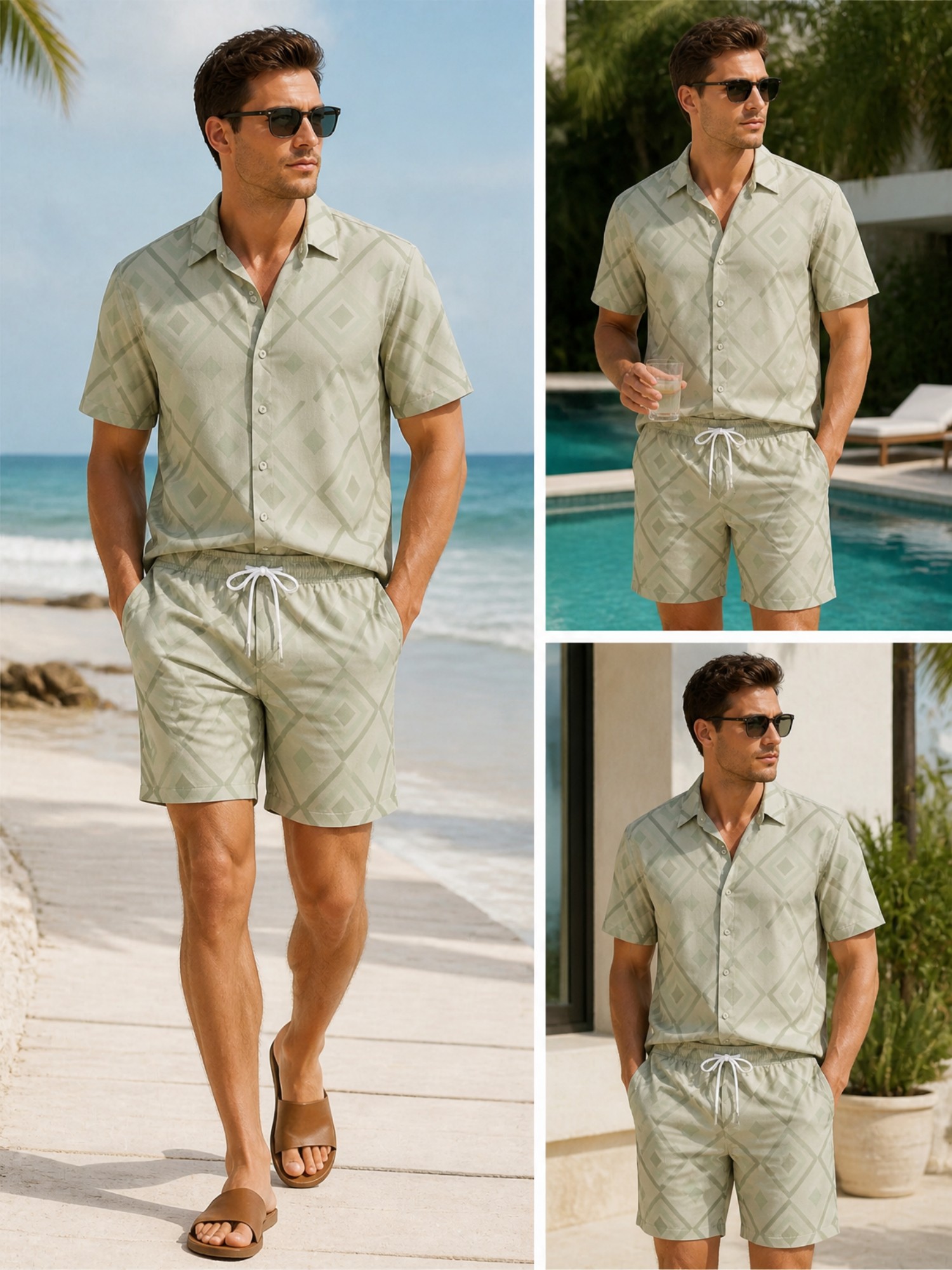 Mens Floral Short Sleeve Shirt - Printed Floral Shirt ulasan dan harga