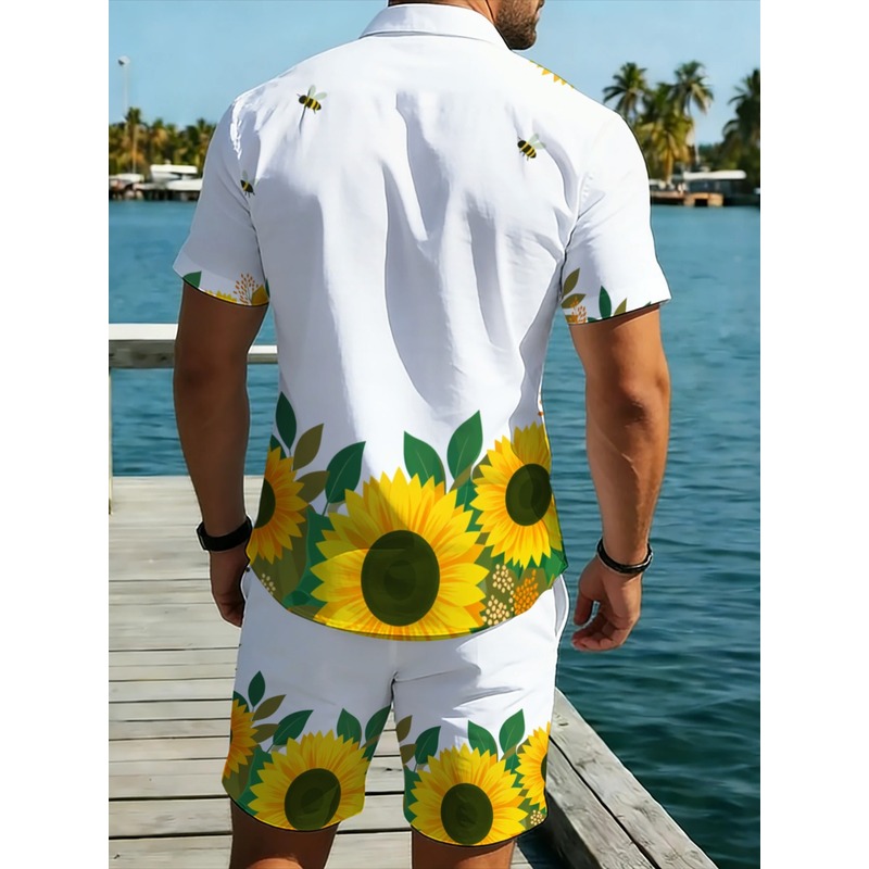 Men's Sunflower Printed Shirt  - Printed Floral Shirt ulasan dan harga