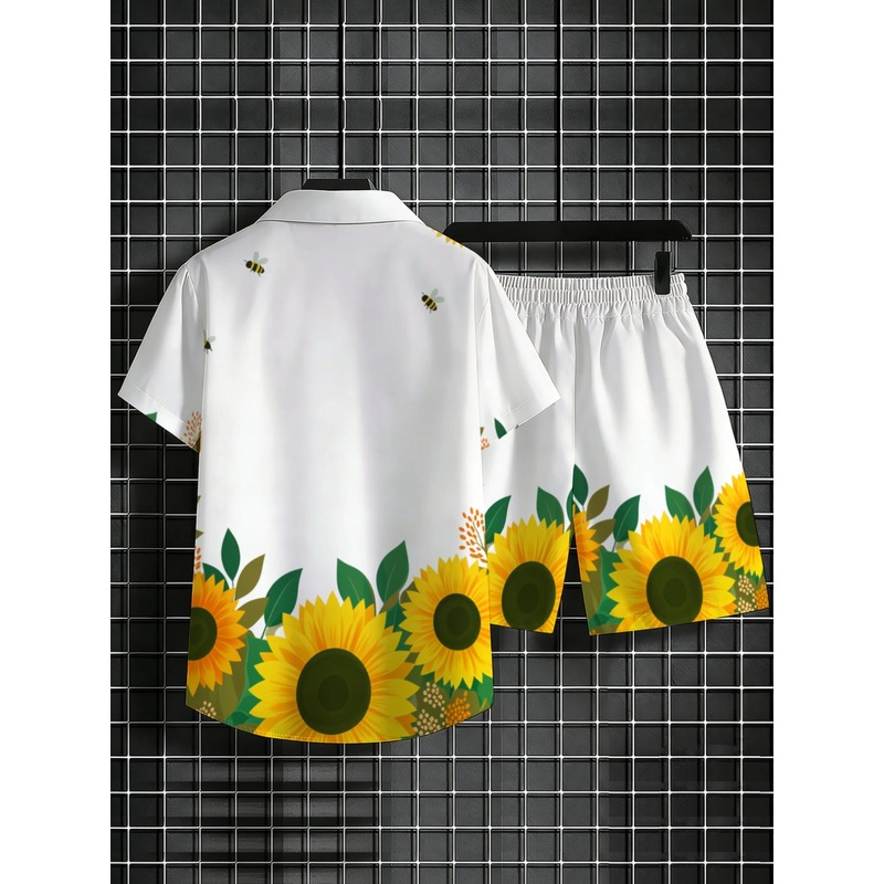 Men's Sunflower Printed Shirt  - Printed Floral Shirt ulasan dan harga