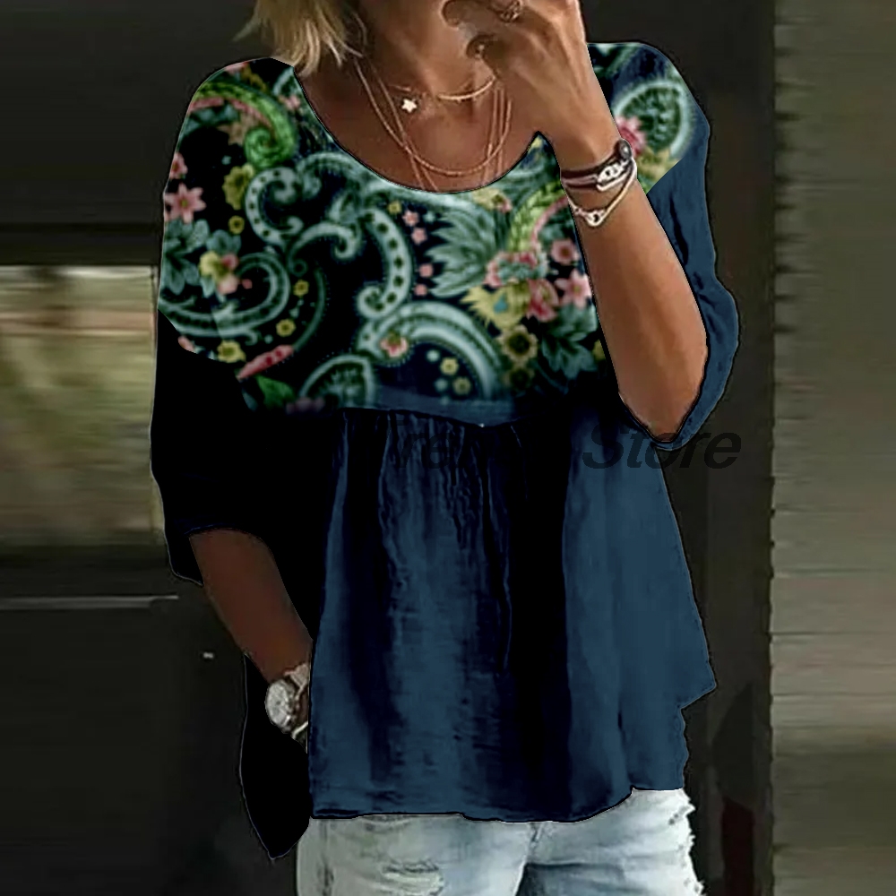 Women's Casual Floral Print 3/ - Printed Floral Shirt ulasan dan harga