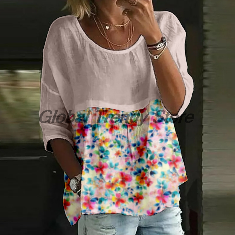 Women's Casual Floral Print 3/ - Printed Floral Shirt ulasan dan harga