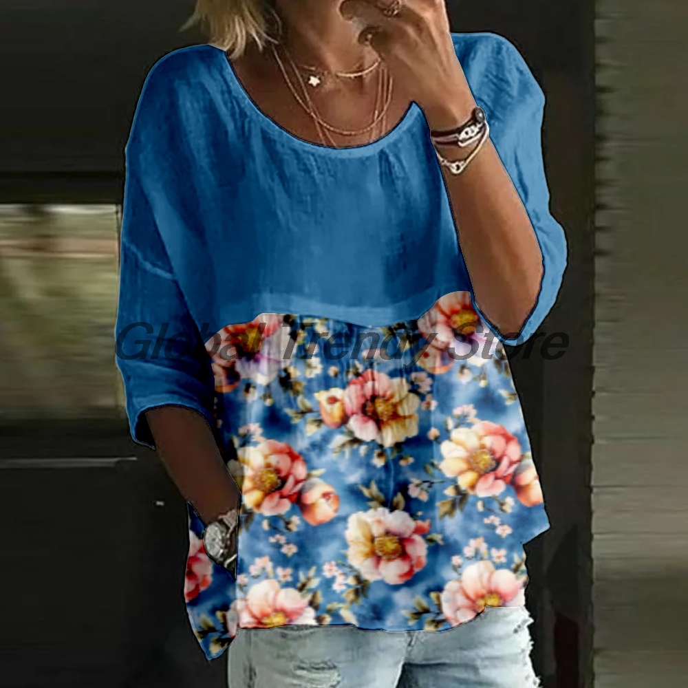 Women's Casual Floral Print 3/ - Printed Floral Shirt ulasan dan harga