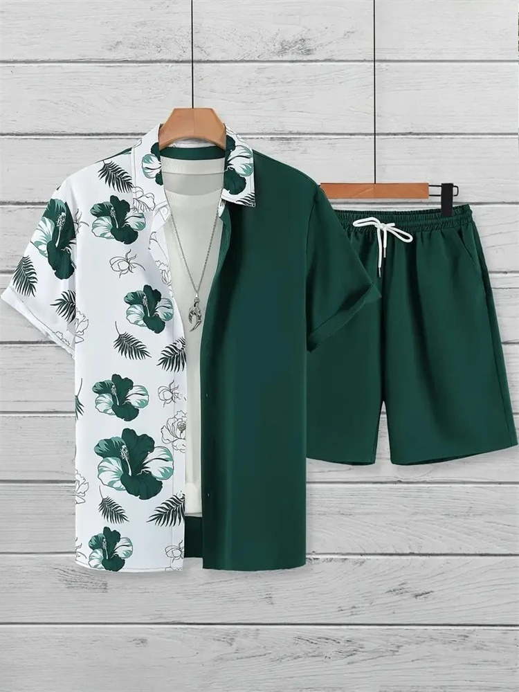 Men's Fashion Suit Collar 3D F - Printed Floral Shirt ulasan dan harga