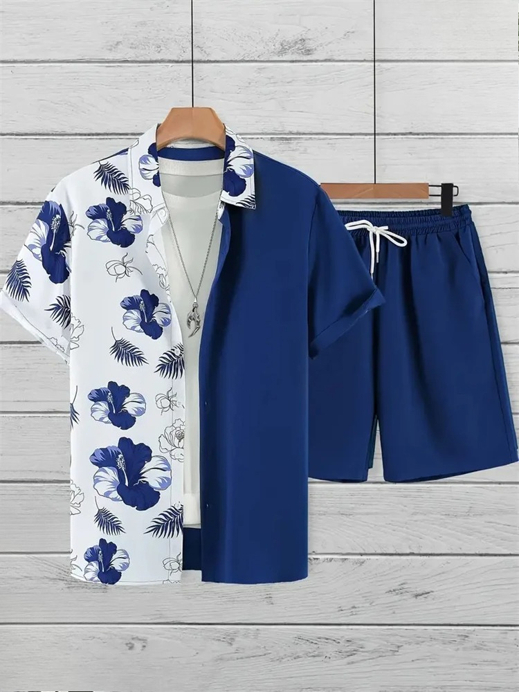 Men's Fashion Suit Collar 3D F - Printed Floral Shirt ulasan dan harga