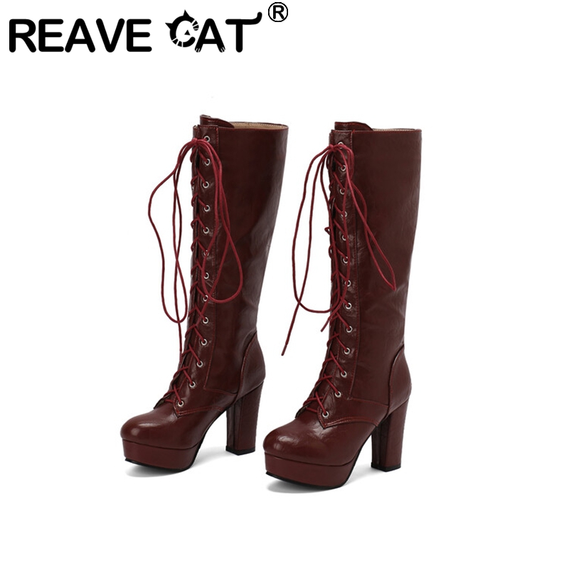 REAVE CAT Vintage Women Knee B - Vintage Fashion Boots ulasan dan harga