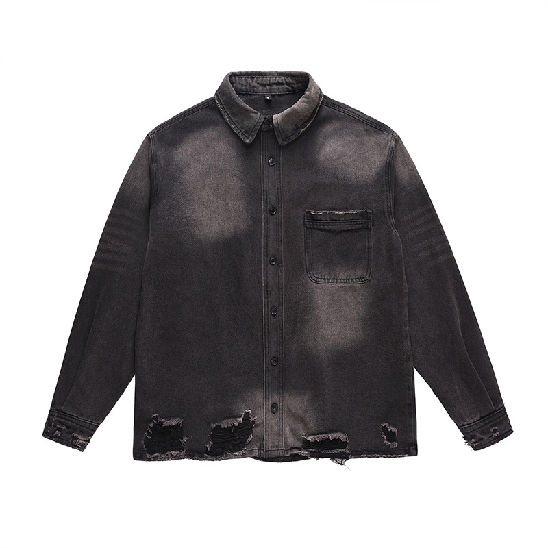 Men's High Street Ripped Jeans - Vintage Fashion Jacket ulasan dan harga