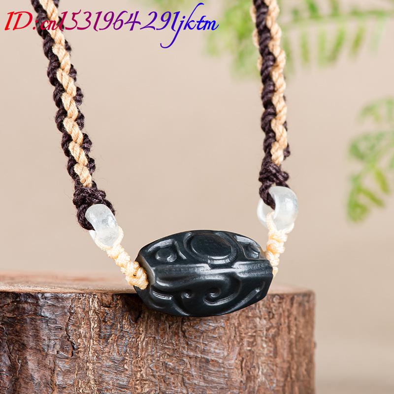 Hetian Jade Carve Bead Pendant - Vintage Fashion Necklace ulasan dan harga