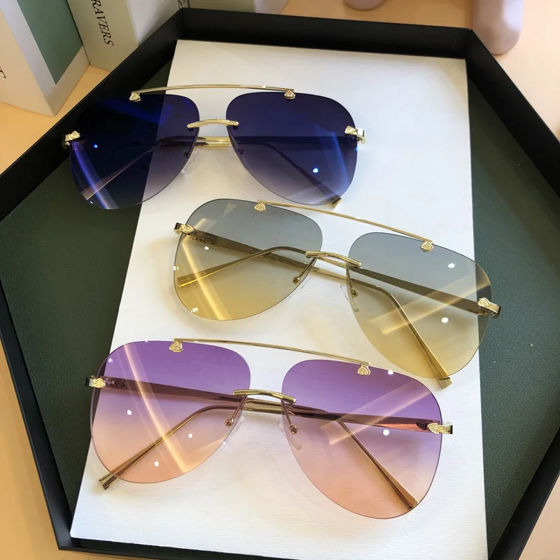 Vintage Rimless Alloy Aviation - Vintage Fashion Brands ulasan dan harga