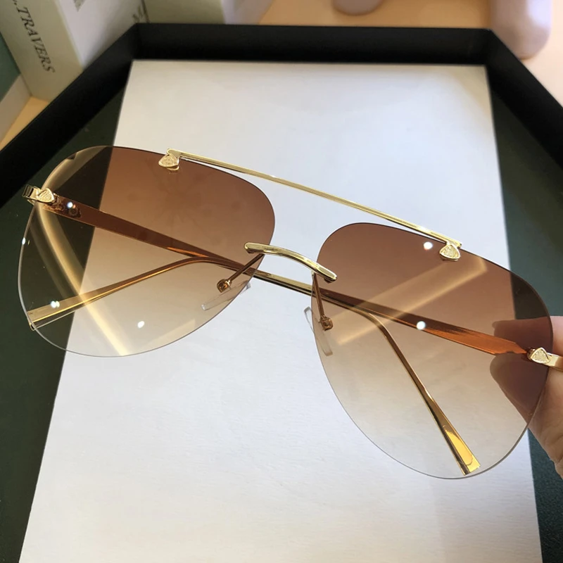 Vintage Rimless Alloy Aviation - Vintage Fashion Brands ulasan dan harga