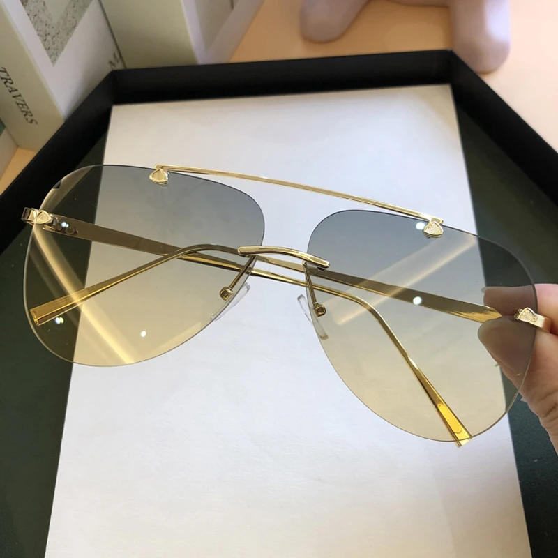Vintage Rimless Alloy Aviation - Vintage Fashion Brands ulasan dan harga