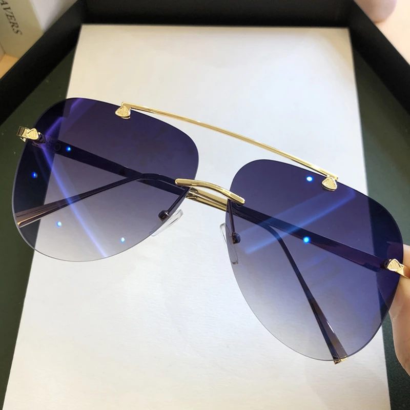 Vintage Rimless Alloy Aviation - Vintage Fashion Brands ulasan dan harga