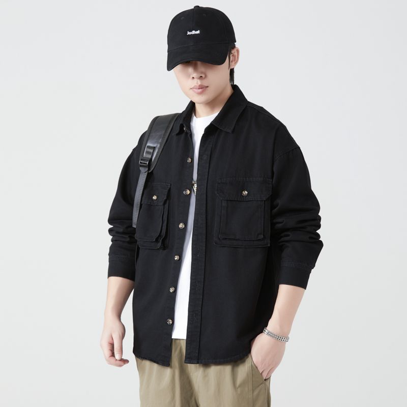 Pure Cotton Tooling Shirts Men - Vintage Fashion Jacket ulasan dan harga
