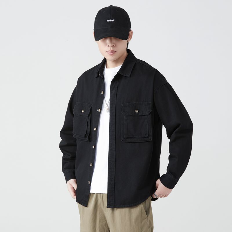 Pure Cotton Tooling Shirts Men - Vintage Fashion Jacket ulasan dan harga