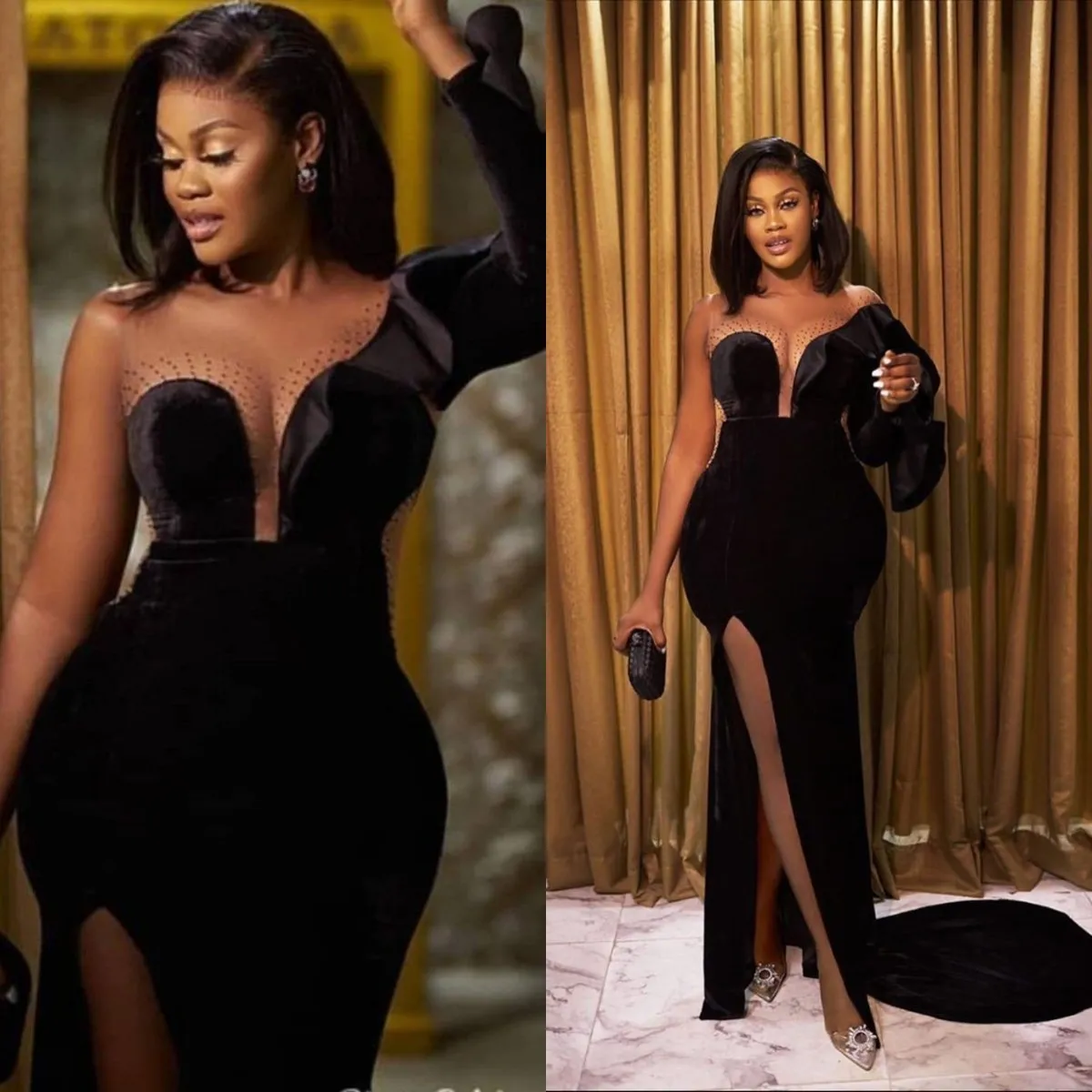 Sexy black Mermaid Evening dre - Vintage Fashion Runway ulasan dan harga
