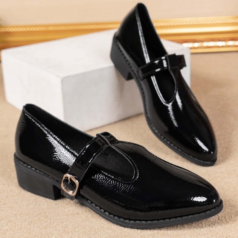 2025 Spring T-Strap Thick Heel - Vintage Fashion Rome ulasan dan harga