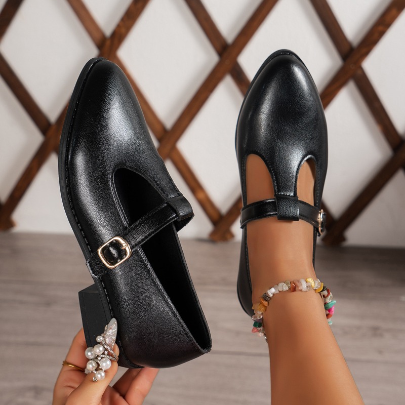 2025 Spring T-Strap Thick Heel - Vintage Fashion Rome ulasan dan harga
