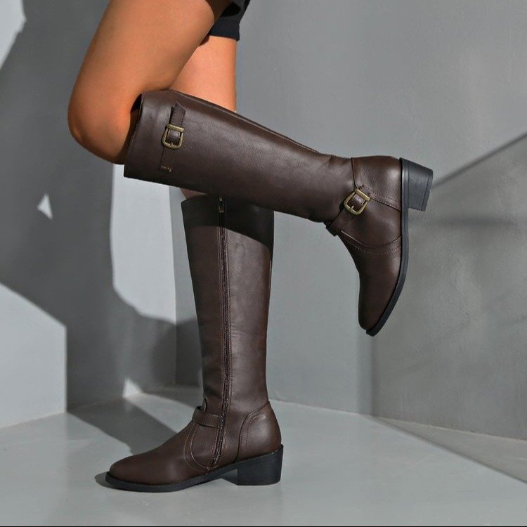 Women Knee High Boots Platform - Vintage Fashion Boots ulasan dan harga