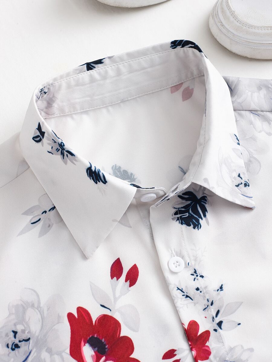 Manfinity Homme Men Casual Flo - Printed Floral Shirt ulasan dan harga