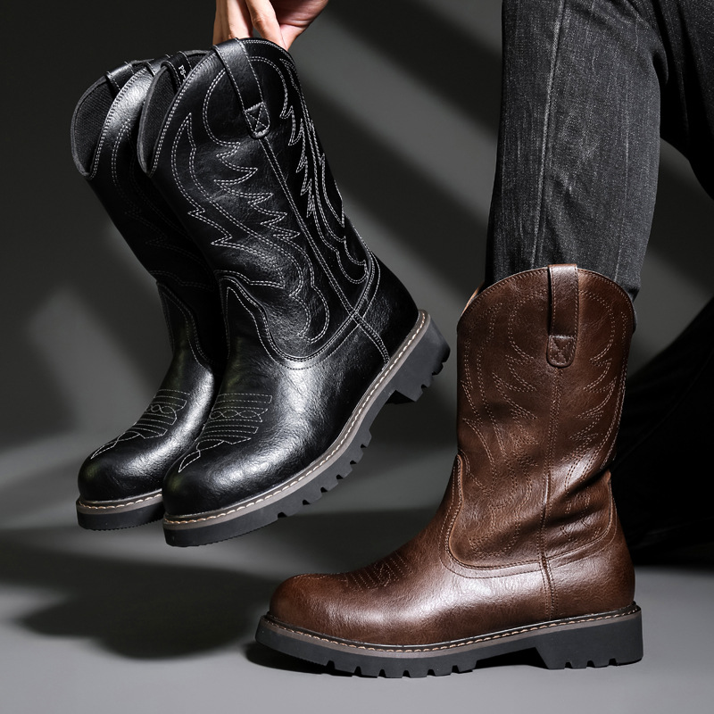 Fashion Mens Cowboy Boots New  - Vintage Fashion Boots ulasan dan harga