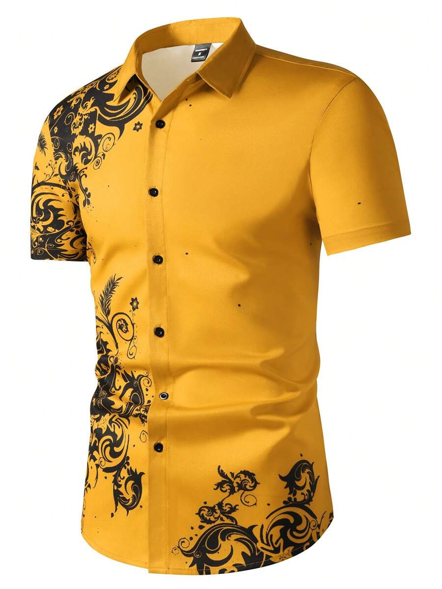 Manfinity Homme Men's Casual R - Printed Floral Shirt ulasan dan harga