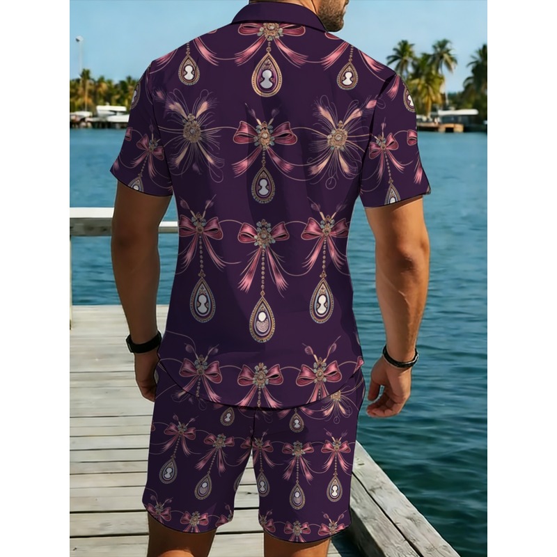 Men's Purple Floral Printed Po - Printed Floral Shirt ulasan dan harga