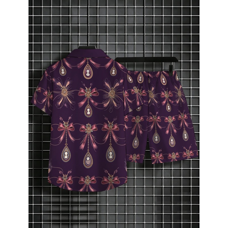Men's Purple Floral Printed Po - Printed Floral Shirt ulasan dan harga
