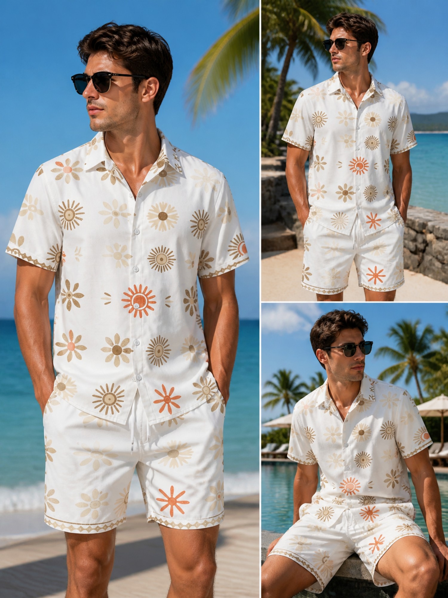Mens Floral Short Sleeve Shirt - Printed Floral Shirt ulasan dan harga