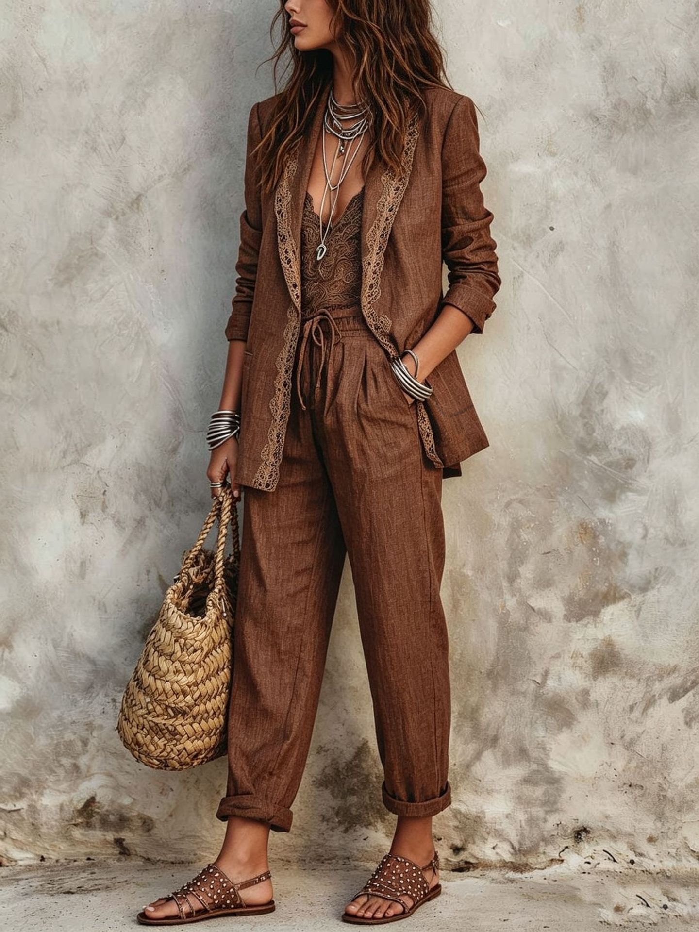 Casual Blazer Two Piece Set Wo - Vintage Fashion Jacket ulasan dan harga